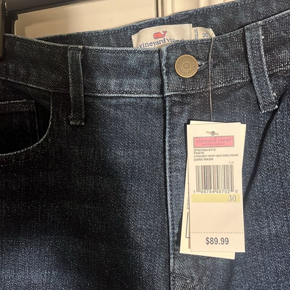 Vineyard Vines Straight Crop High Rise Denim Jeans. Size 30. NWT.